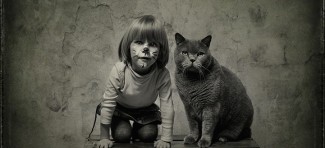 Devajčica, maca i tata fotograf