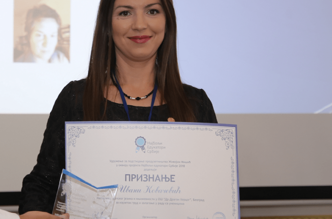 Ivana Kovačević, Najbolji edukator Srbije, u Top 50 Najboljih nastavnika sveta